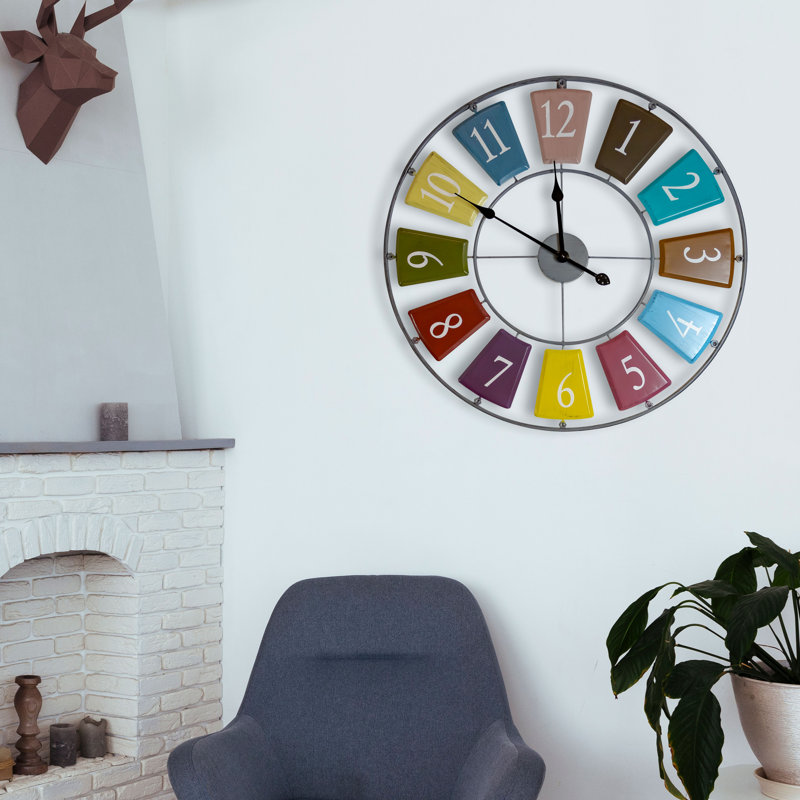 Chanice Candy Colourful Skeleton Oversized Wall Clock - 68 cm / 27 in, Silver