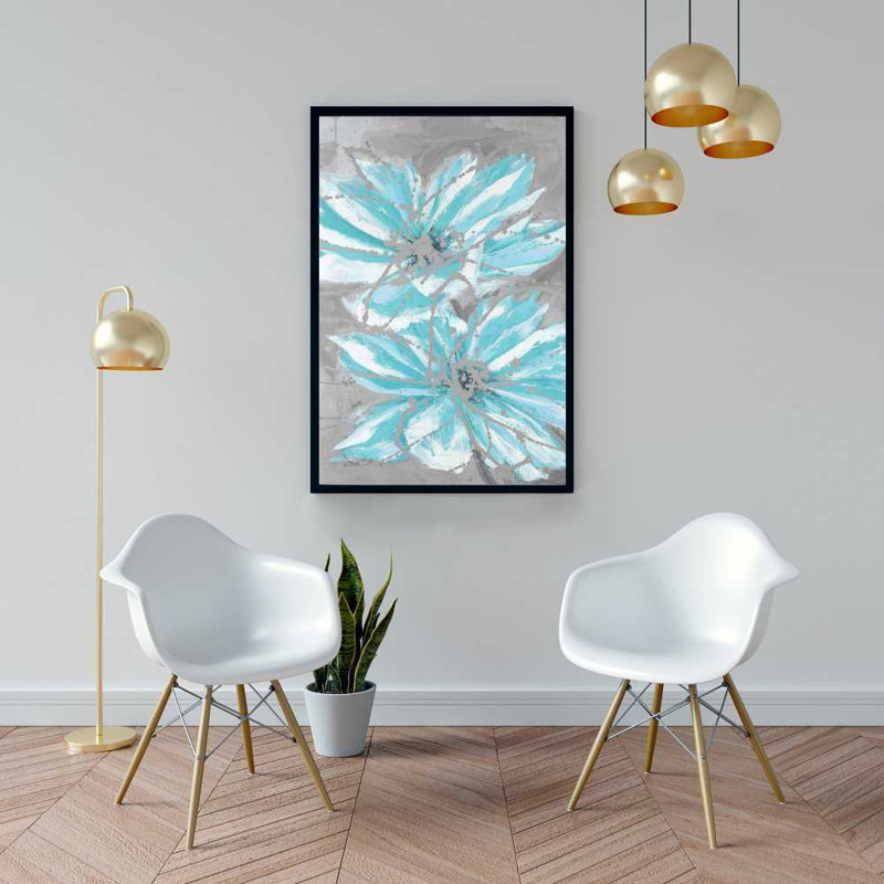 Deux petites fleurs bleues abstraites - art floral sur toile pour la maison