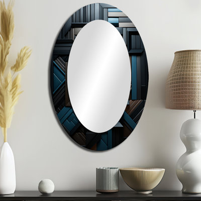 Onyx Opulence - miroir décoratif ovale abstrait sur métal