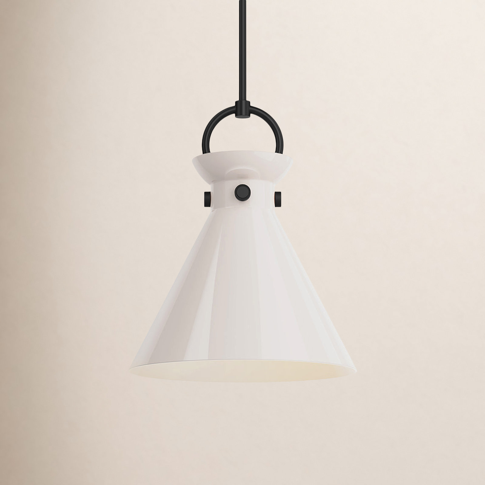 Tiney Single Light Glass Steel Pendant, Matte Black, 17" H x 14" W x 14" D