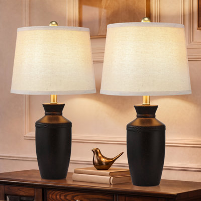 Ensemble de lampes de table en céramique de 23 po ChenJoss, convient aux chambres à coucher, aux salons, aux bureaux et aux bureaux (ensemble de 2)