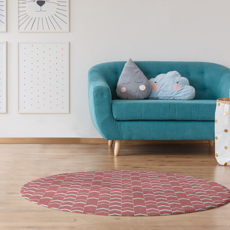 Chenille Chevron Indoor Rug, Round 5'