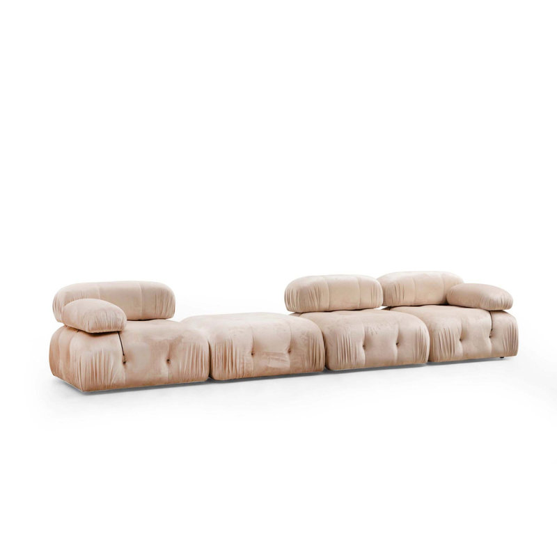 Elegant 1-Seat Sofa, Cream Color, 37.4 x 37.4 x 29.5 inches | Beech Wood & Chipboard Frame, 100% Polyester Fabric, 28 DNS Soft Foam & Feather Cushions | Detachable Back & Arms, Modern Scandinavian Design, Customizable Modular Units