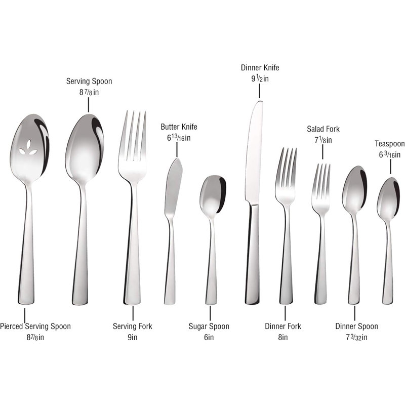 45-Piece Silverware Set Flatware Cutlery Set Service For 8, Durable Stainless Steel Tableware In Ergonomic Design Size And Weight, Kitchen Utensil Sets With Steak Knives, Rust-Proof, Dishwasher Safe