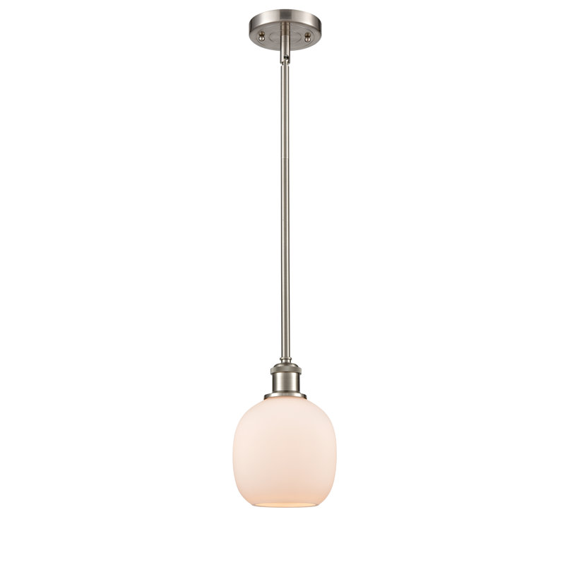 Luminaire suspendu sphérique 1 lumière Carlucci, Nickel satiné brossé, Ampoule non incluse, Blanc mat