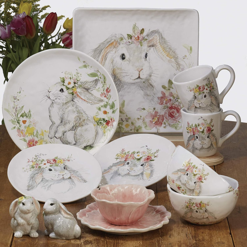 Assiettes plates 11 po Sweet Bunny, ensemble de 4