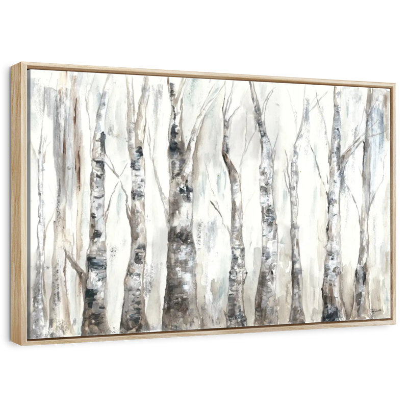 Winter Aspen Trunks - neutre, Cadre flottant en bois naturel, 40 po x 27 po
