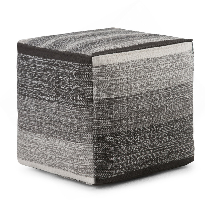 Naya - Cube Pouf - Patterned Grey Melange, Gray Fabric