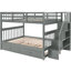 Lit superposé gris avec lit gigogne simple. Fabrication en bois massif. Vaste choix de rangement. Idéal pour la chambre à coucher et le dortoir. Pas de sommier nécessaire. Pieds en pin. Rangement fonctionnel.-330263550