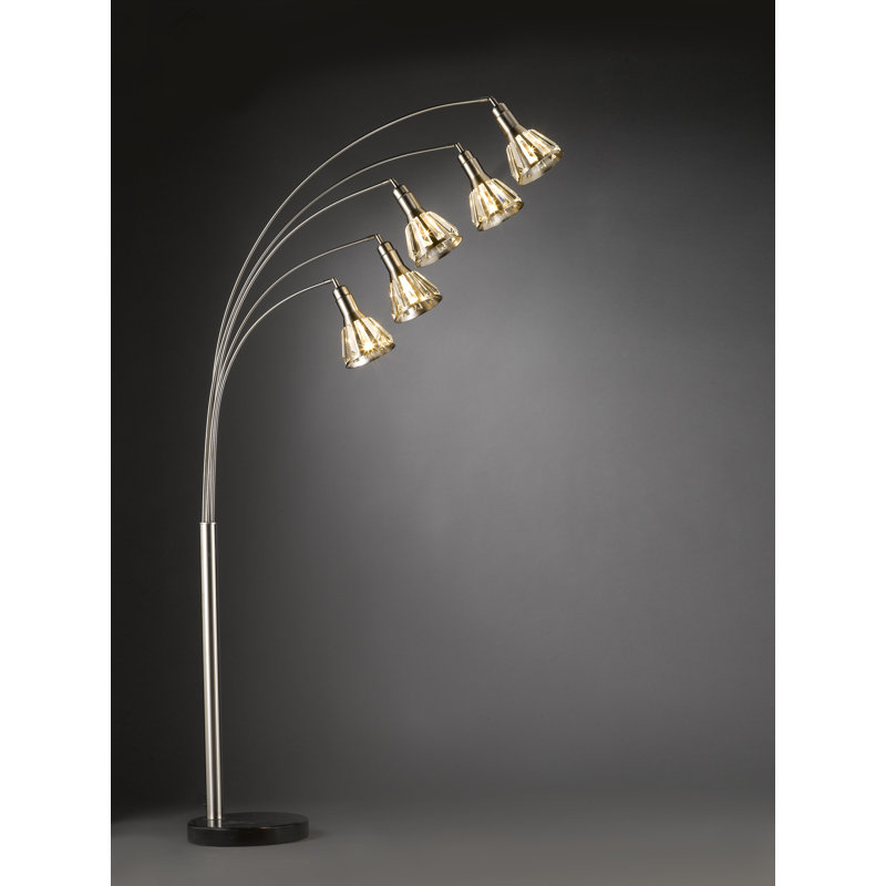 90'' Arched Floor Lamp, Brushed Steel