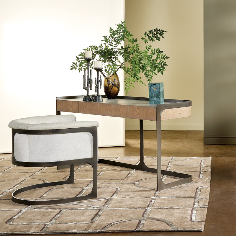 Wool Geometric Area Rug in Brown, Rectangle 11' x 14'