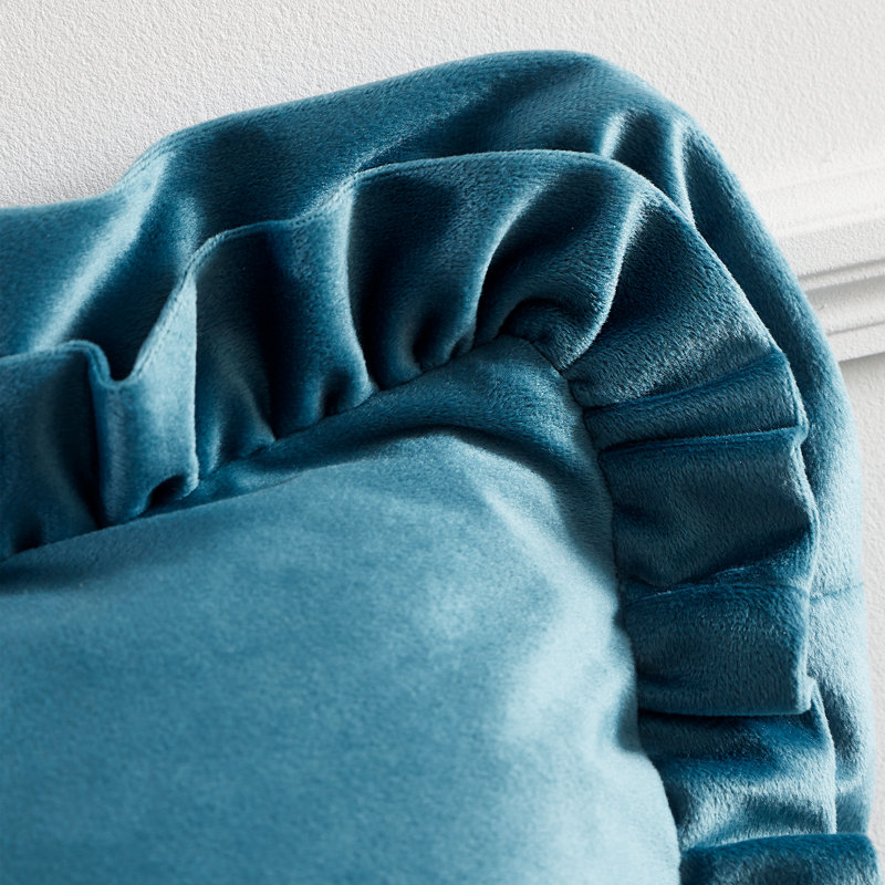 So Soft Velvet Double Frill Cushion Cover, Teal