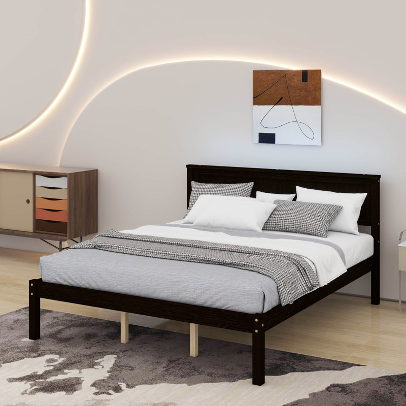 Platform Bed With Headboard, Queen, Espresso