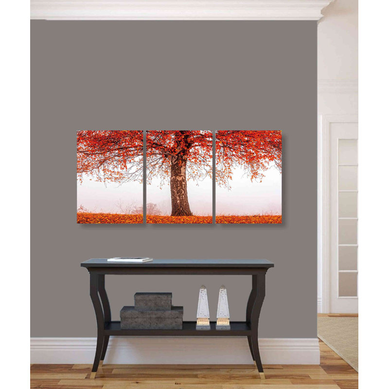 3 piece "Red Falling" Acrylic Wall Art, 42" x 20"
