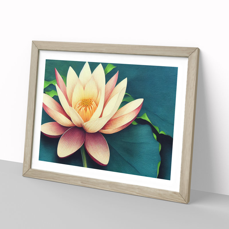 Tantalising Lotus Flower - Single Picture Frame Print, 25cm H x 34cm W, Oak