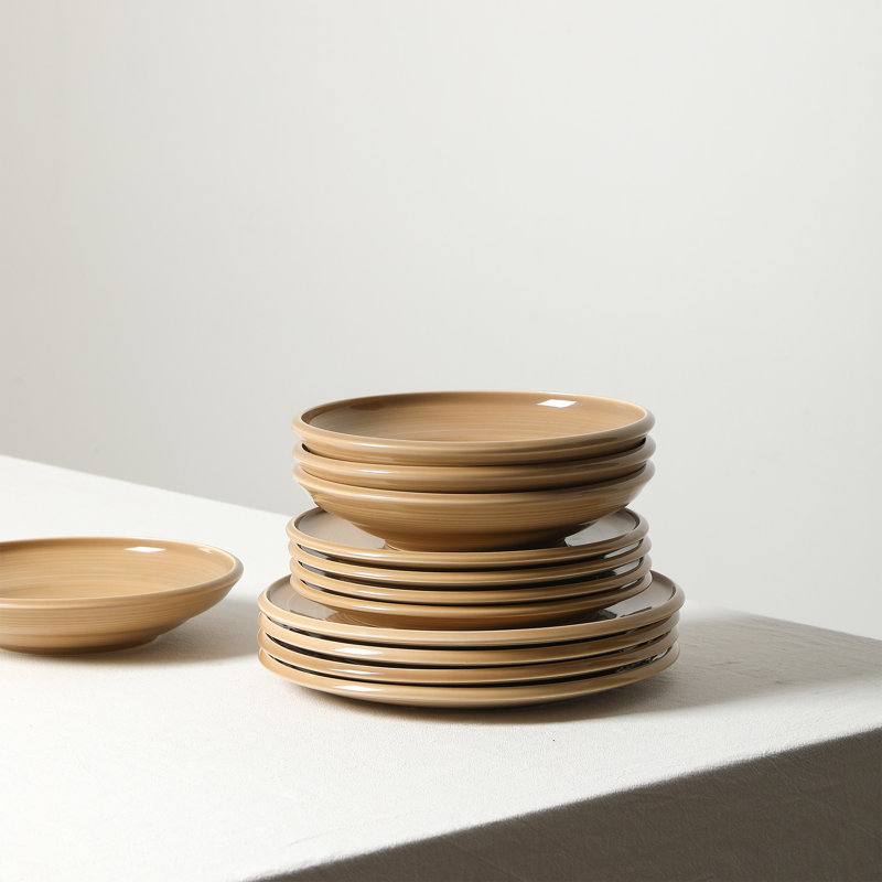 Earth & Clay Harmony Dinnerware Set Stoneware, Beige, 12