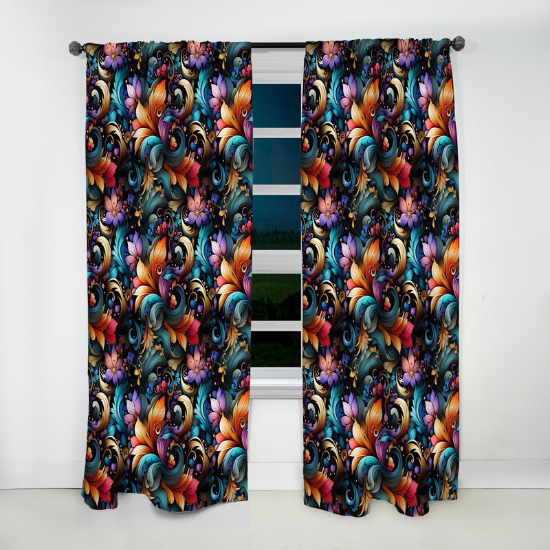 Motif cachemire marocain II - rideau en velours glamour - obscurcissant - 1 panneau, L 52 po x L 95 po