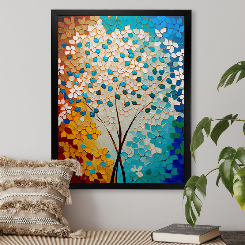 «Bright Blossoming Minimal Wildflowers V», reproduction sur toile, Impression noire sur toile encadrée