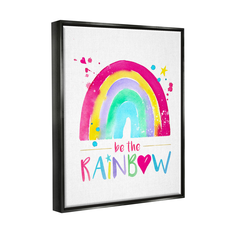 Ajanea Modern Rainbow Splash par Enya Todd, H 21 po x l 17 po x P 1,7 po, Cadre flottant noir de jais