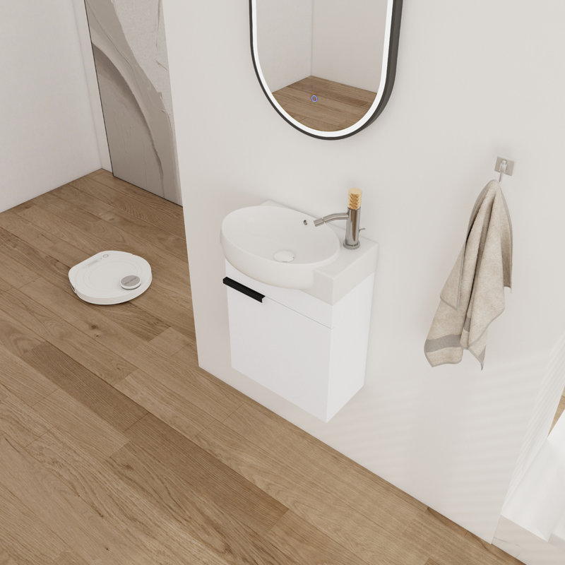 Ensemble de meuble-lavabo simple 17,14 po avec plateau en céramique Shadin