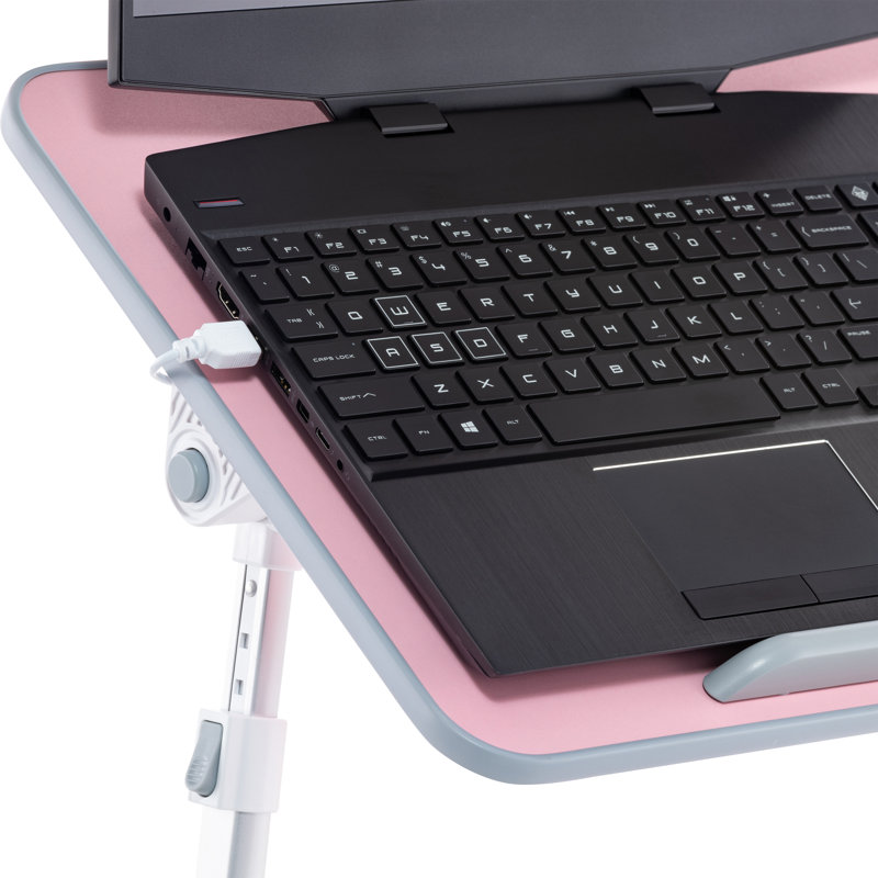 Bureau portatif multifonctionnel à hauteur réglable, Rose, H 13 po x l 21 po x P 12 po