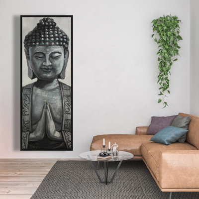 Bouddha avec toile encadrée - Décoration de salle de bain spirituelle pour la maison