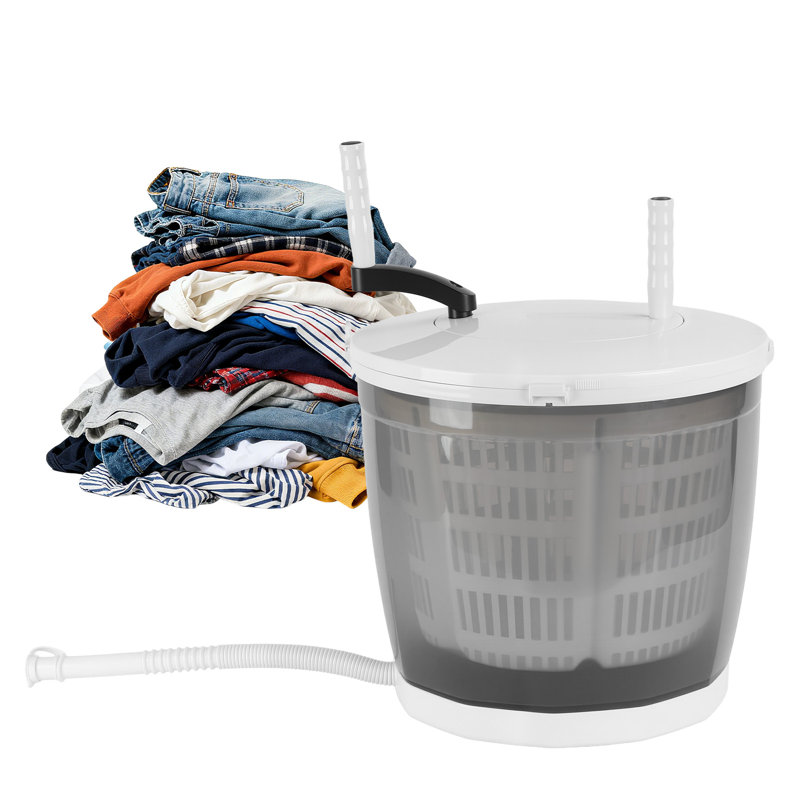 2-in-1 Manual Laundry Basket, Hand-Crank Portable Washer & Spin Dryer for Camping, Dorm, Travel, No Electricity Needed, Suction Cup Base, 2kg Capacity