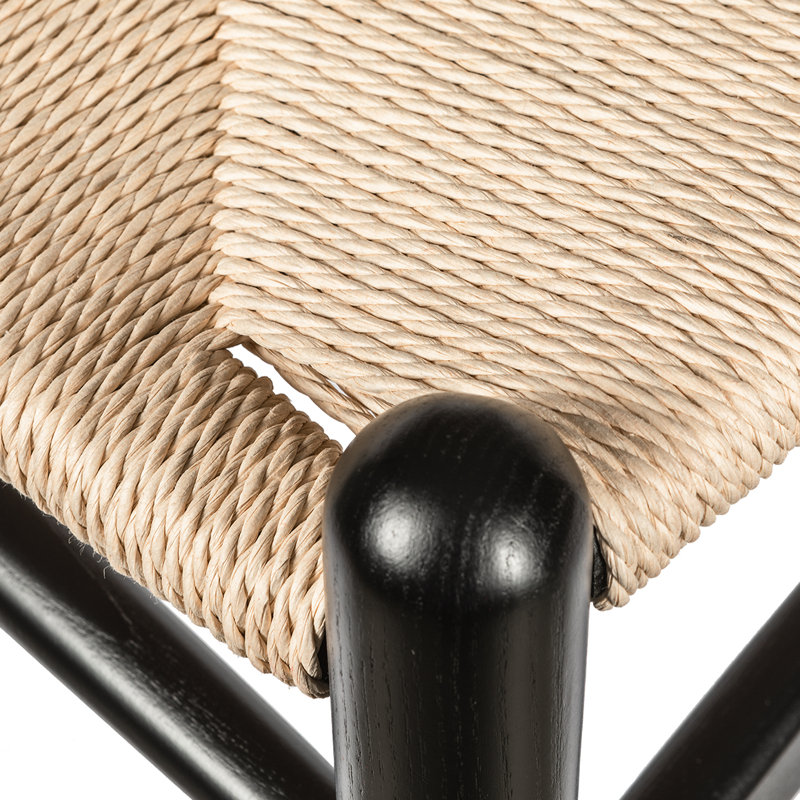 Tabouret de bar et de comptoir en bois massif Etta, Noir/naturel, Tabouret de bar (siège d'une hauteur de 30 po)