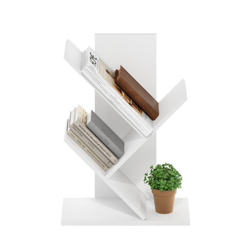 Nayaab 54cm H x 40.01cm W Step Bookcase, White