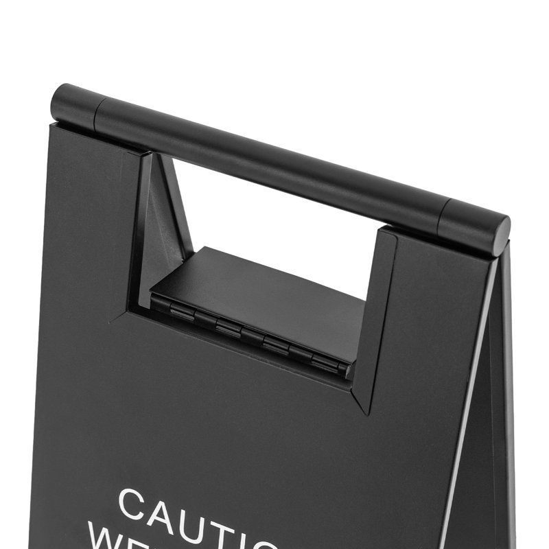 Double-Sided Caution Wet Floor Sign, Black
