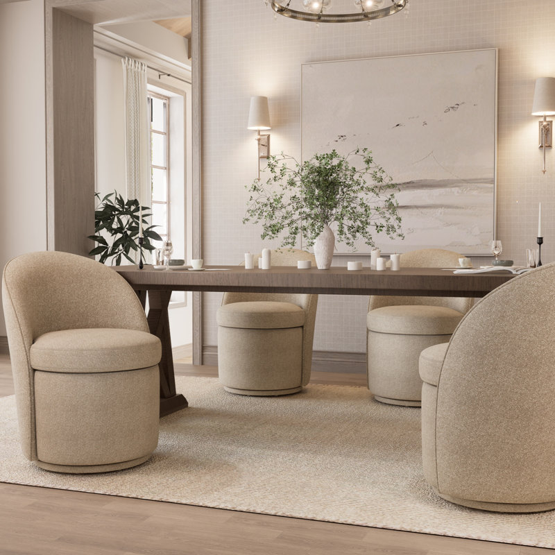 Chaises de salle à manger rembourrées en tonneau, chaises de cuisine pivotantes en tissu Boucle, chaises d'appoint à oreilles, fauteuils de coiffeuse