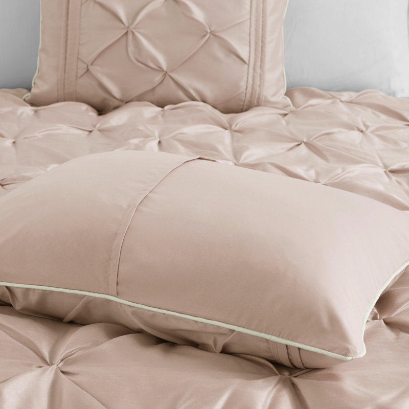 Elegant Tufted Bedding Sets, Polyester Comfort, Blush Sophistication For Home