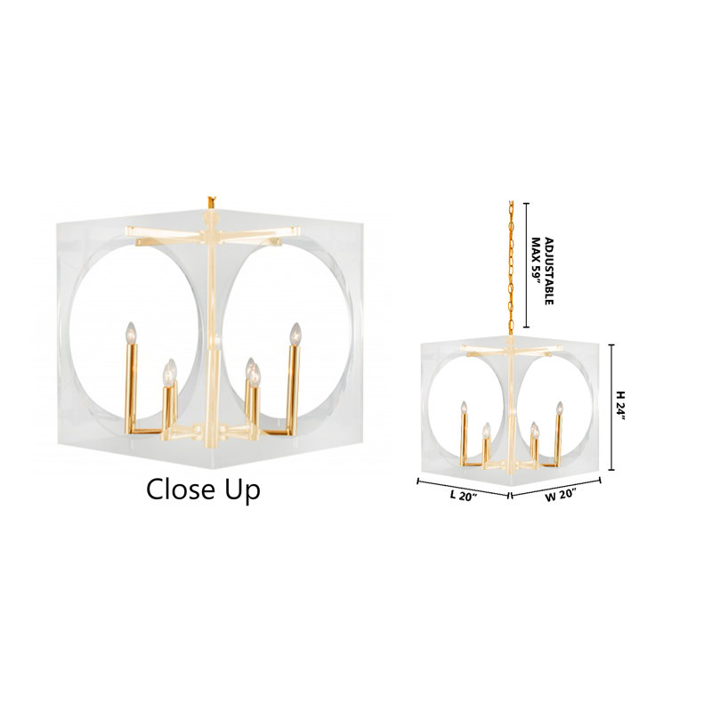 Transitional 8 Light Square Acrylic Pendant