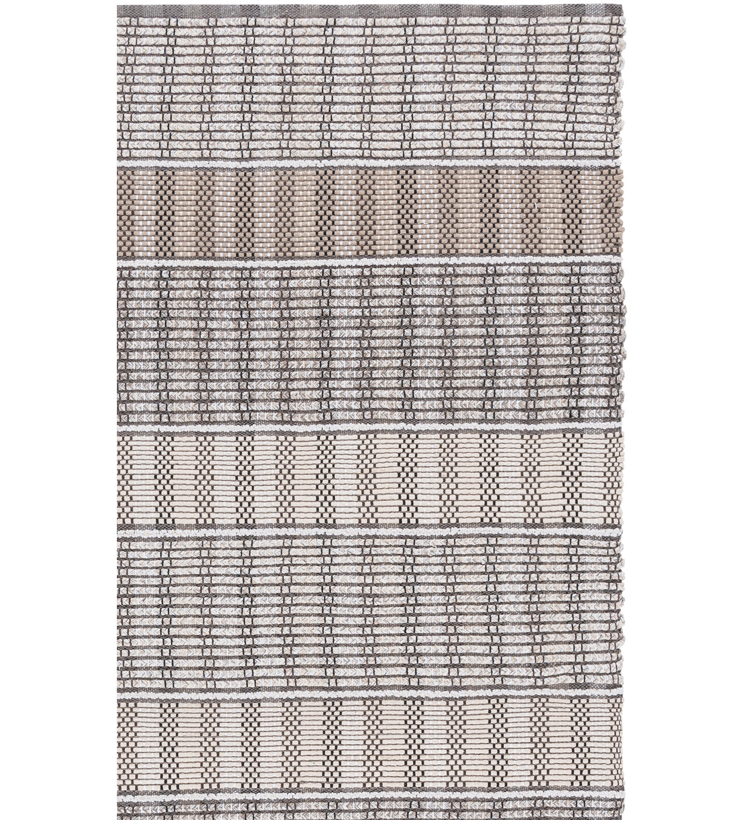 Braided 764 Hand Woven Cotton Pile Geometric Rug, Rectangle 6' x 9'