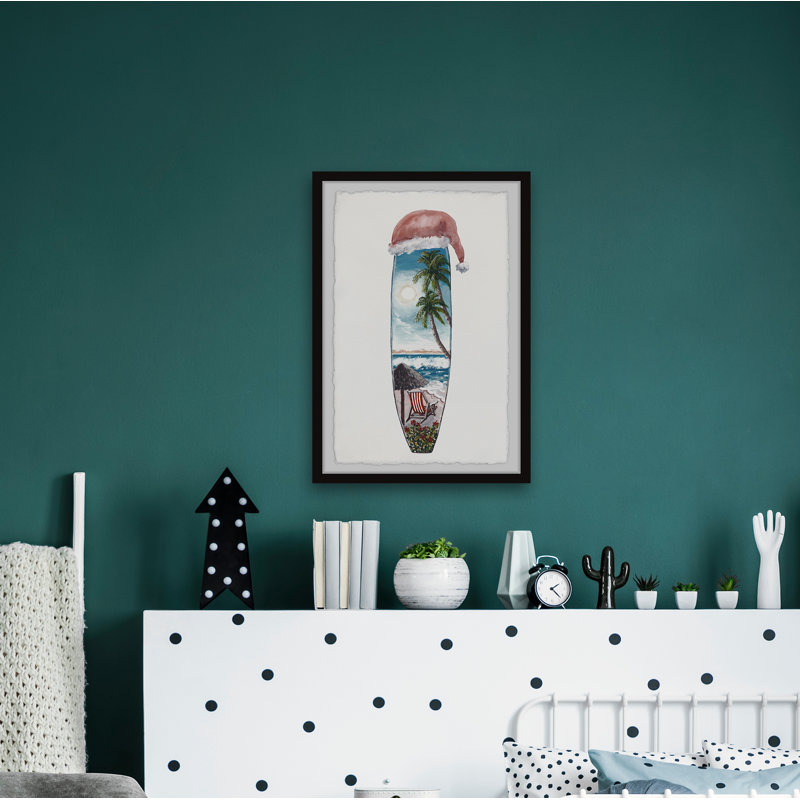 Christmas Surfboard - Single Picture Frame Painting, 61cm H x 41cm W x 3.81cm D