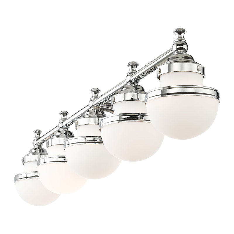 Aseret Dimmable Vanity Light, 5 Lights, 8.25" H x 42" W x 7.25" D, Polished Chrome