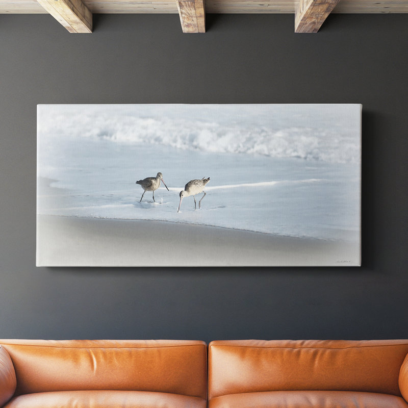 Sandpipers I - Toile tendue avec châssis - Prêt à accrocher, H 16 po x l 32 po