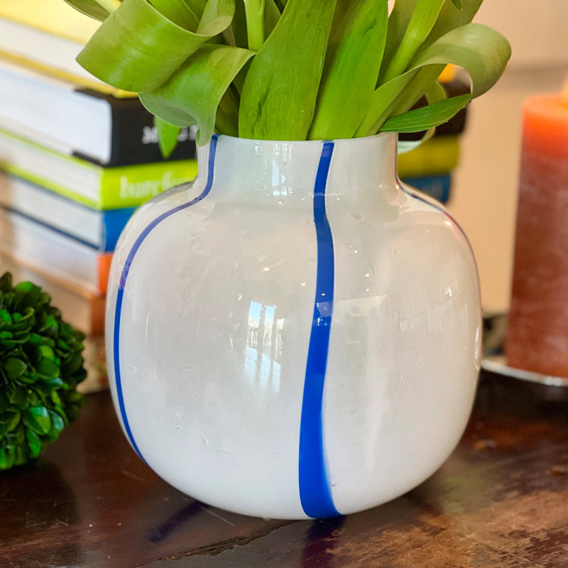 Blue and White Striped Vase