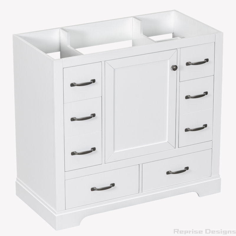 Base de meuble-lavabo simple 35,5 po seulement, Blanc, Black