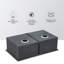 Évier de cuisine à double cuve encastrable 33 po x 19 po x 9 po (50/50) en acier inoxydable de calibre 16 avec cuve profonde de 9 po