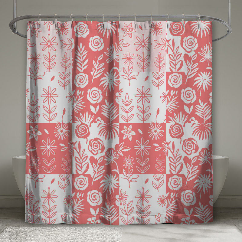 Rideaux de douche à motif floral, L 70 po x H 93 po