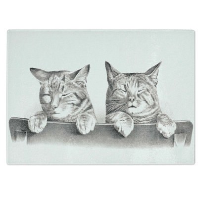 Tempered Glass Cats Chopping Board