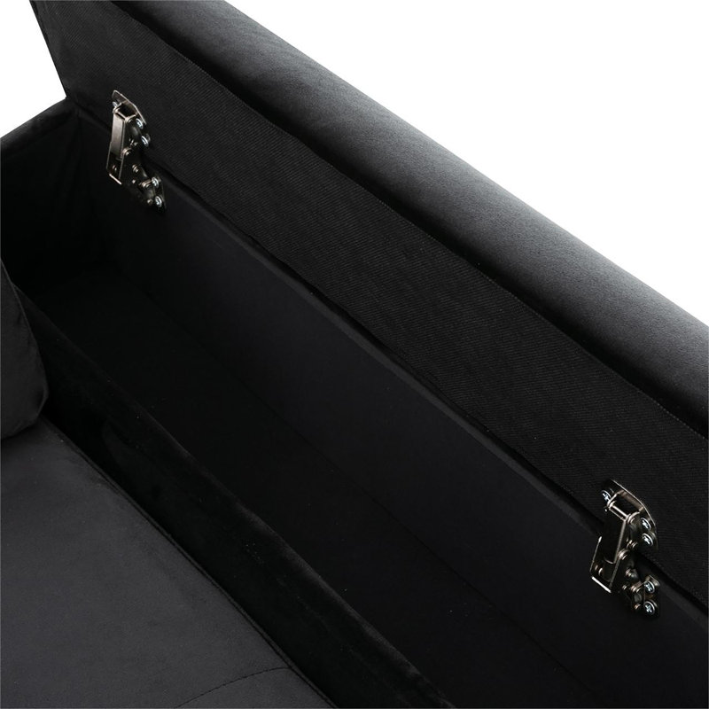 Vimala 85.02'' L-Shaped Sectional Sofa Bed Pull Out Sleeper Couch with Storage Ottoman, Black Velvet