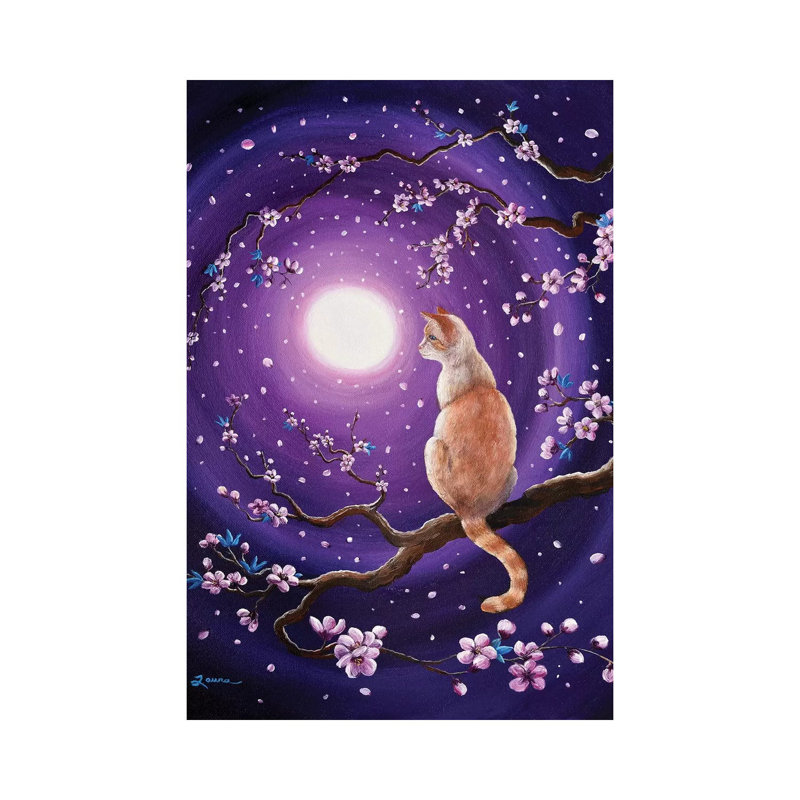 Flame Point Siamese Cat In Dancing Cherry Blossoms by Laura Iverson - Wrapped Canvas Print, 20.32 cm H x 30.48 cm W