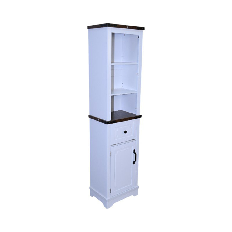 Armoire de rangement pour salle de bain, Blanc/noyer