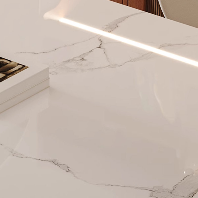 White cream style Nordic rectangular rock table, 29.53"H x 70.87"L x 35.43"W