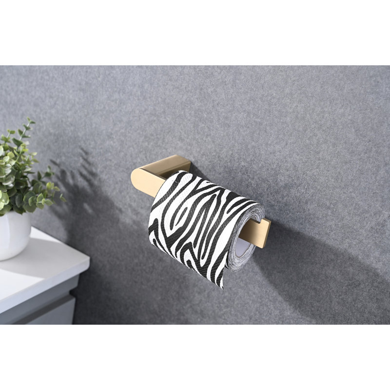 4 accessoires de salle de bain muraux en acier inoxydable avec luminaires dorés brossés