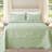 Classic Solid Floral King Quilt Set Bedding Set King Bedspread with Shams(Sage Green 106"x96")-119238085-119238089