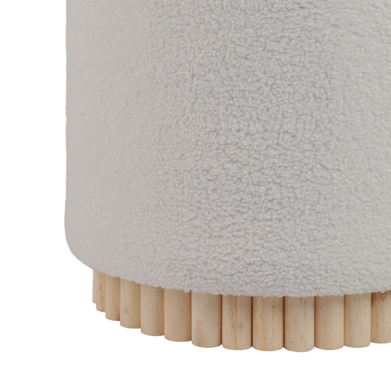 Sagebrook Home White Boucle Ottoman, Fluted Design, 2-Pieces
