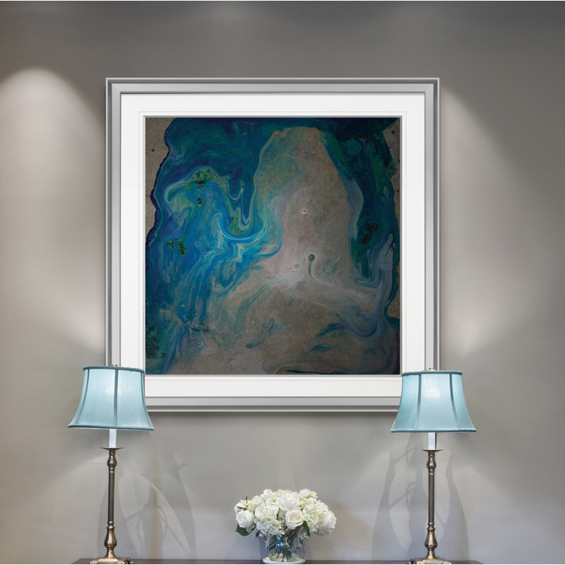 « barrier island ii », peinture, H 24 po x l 24 po x P 1,5 po, Encadrement argenté